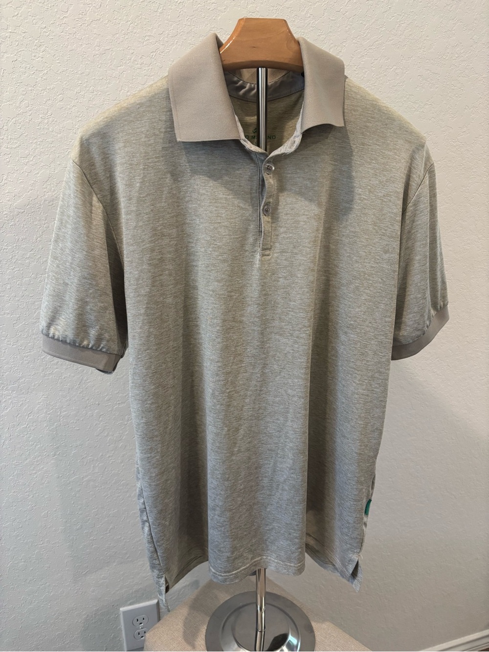 Mio Marino Performance Golf Polo Tan Heathered Mens Small Stretch Shirt